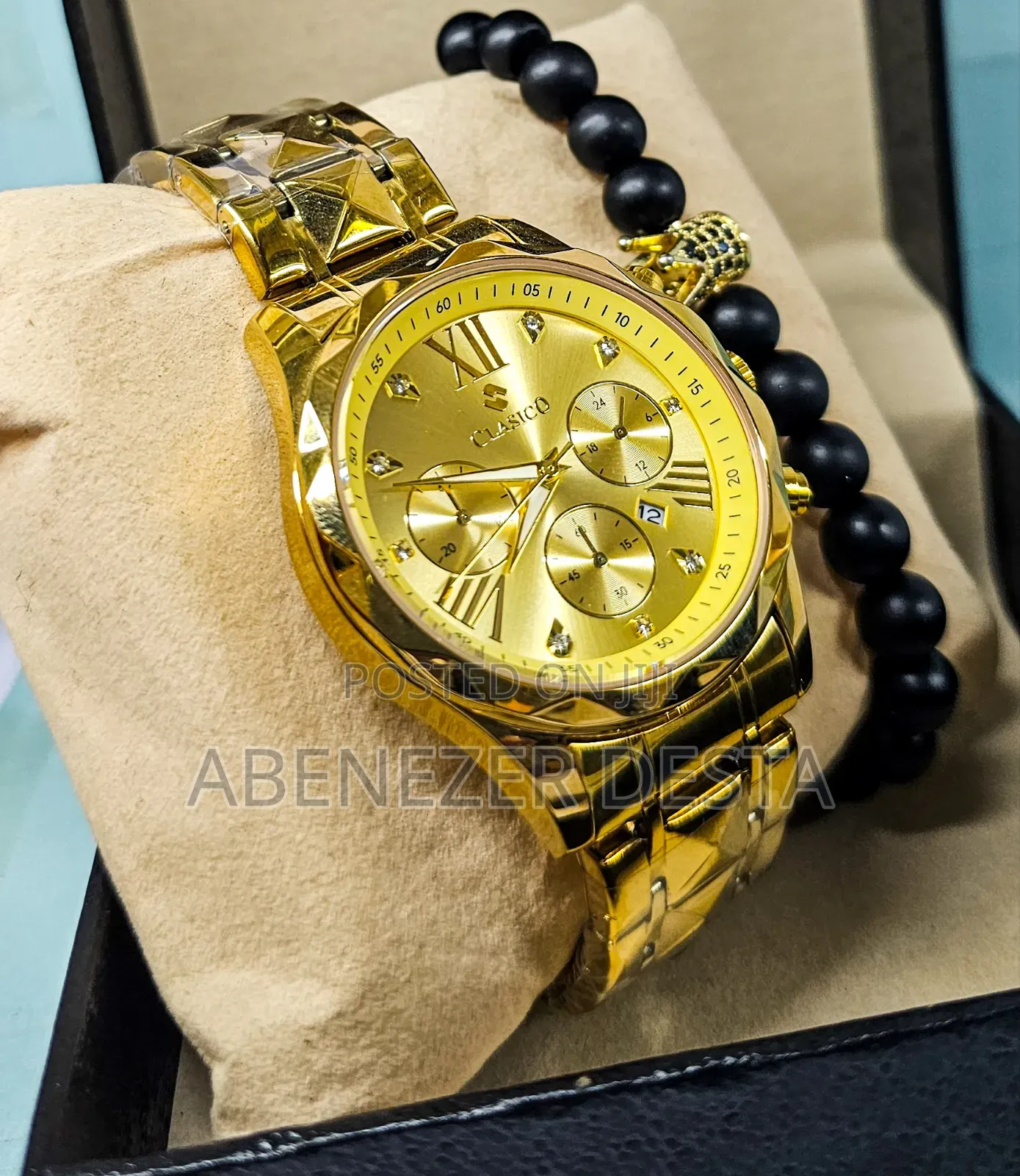 Gold Plated Stainless Steel Mens Luxury Watch