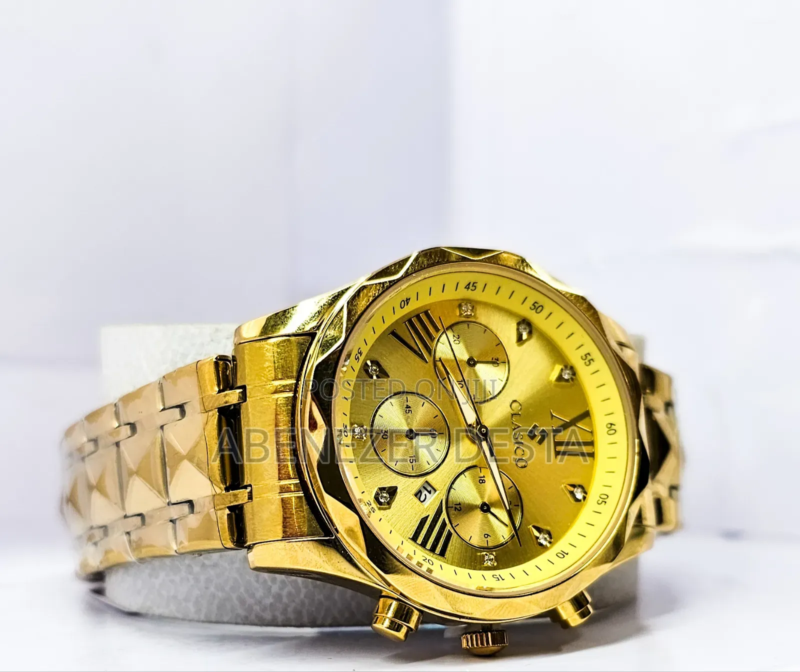 Gold Plated Stainless Steel Mens Luxury Watch