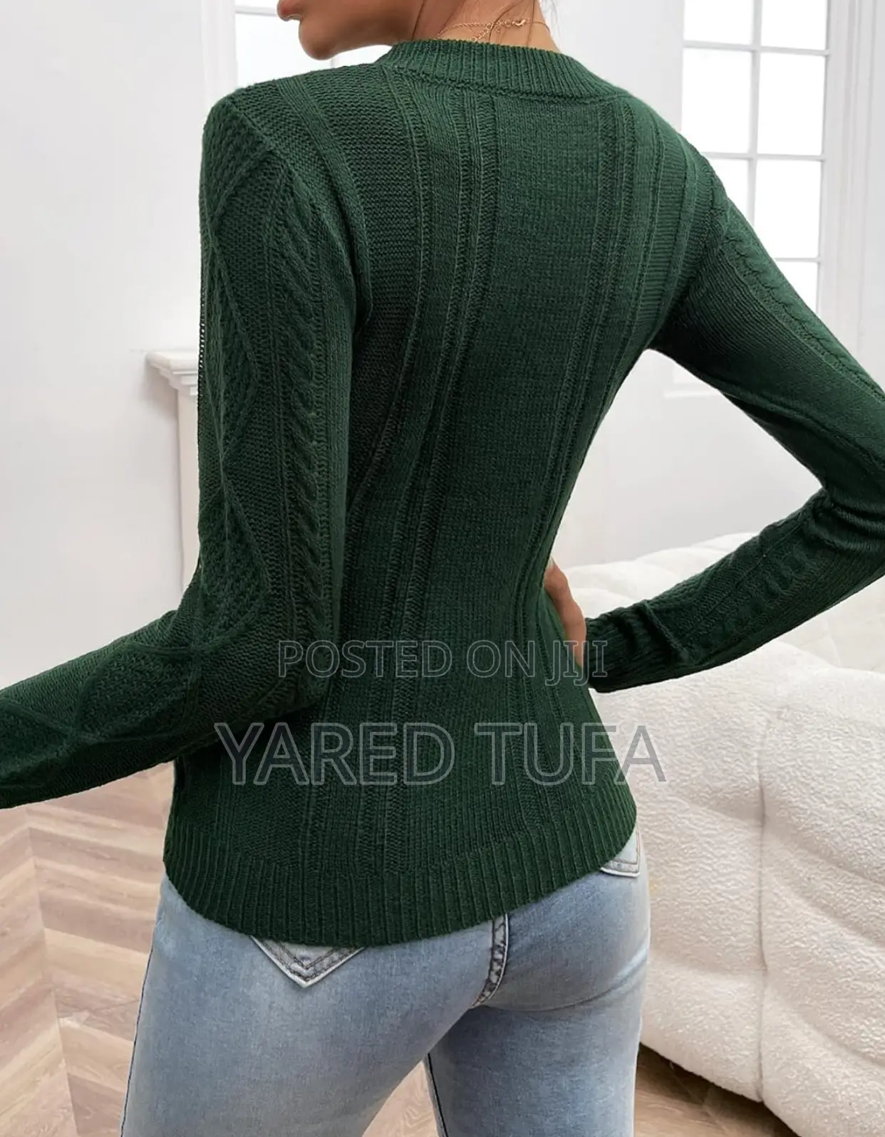 Sweater for Women Round Neck Cable Knit Sweater