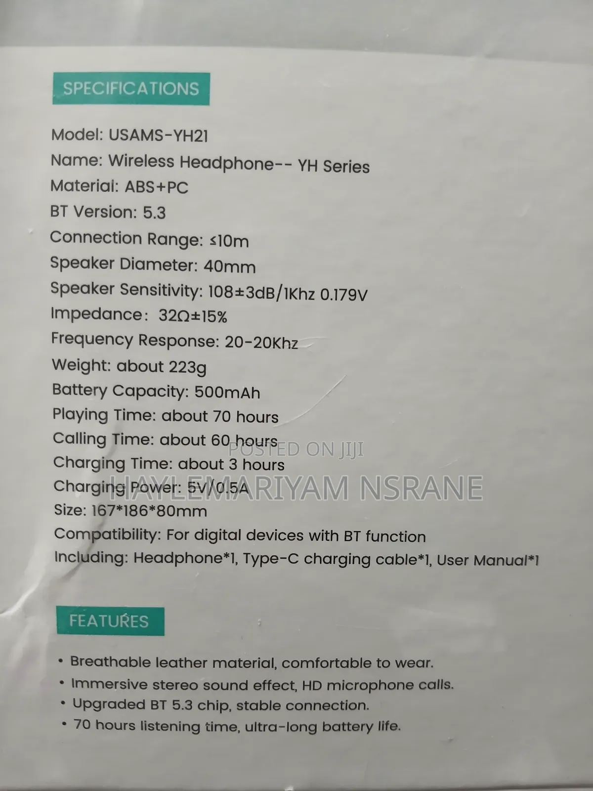 USAMS Wirless Headphone ከነፃ ትራንስፖርት