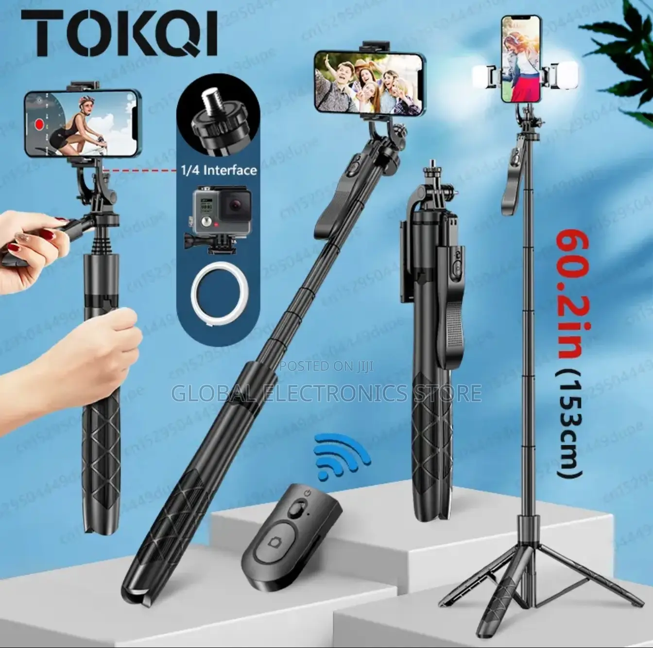 ለካሜራም ለስልክም የሚሆን Tripod (Max 1.53 Meter and 360° Rotating )