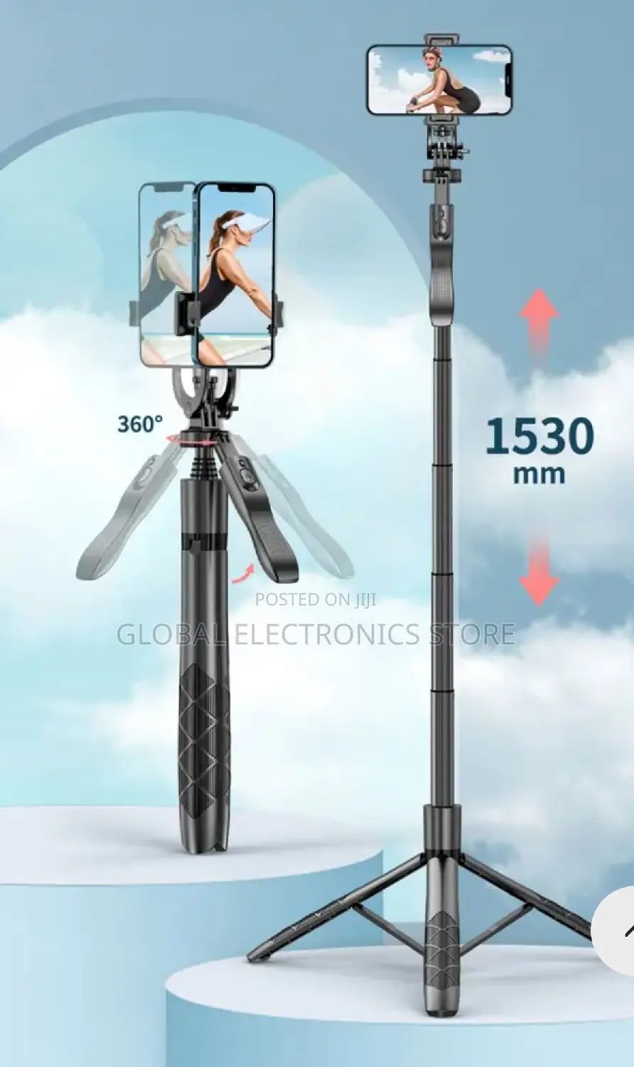 ለካሜራም ለስልክም የሚሆን Tripod (Max 1.53 Meter and 360° Rotating )