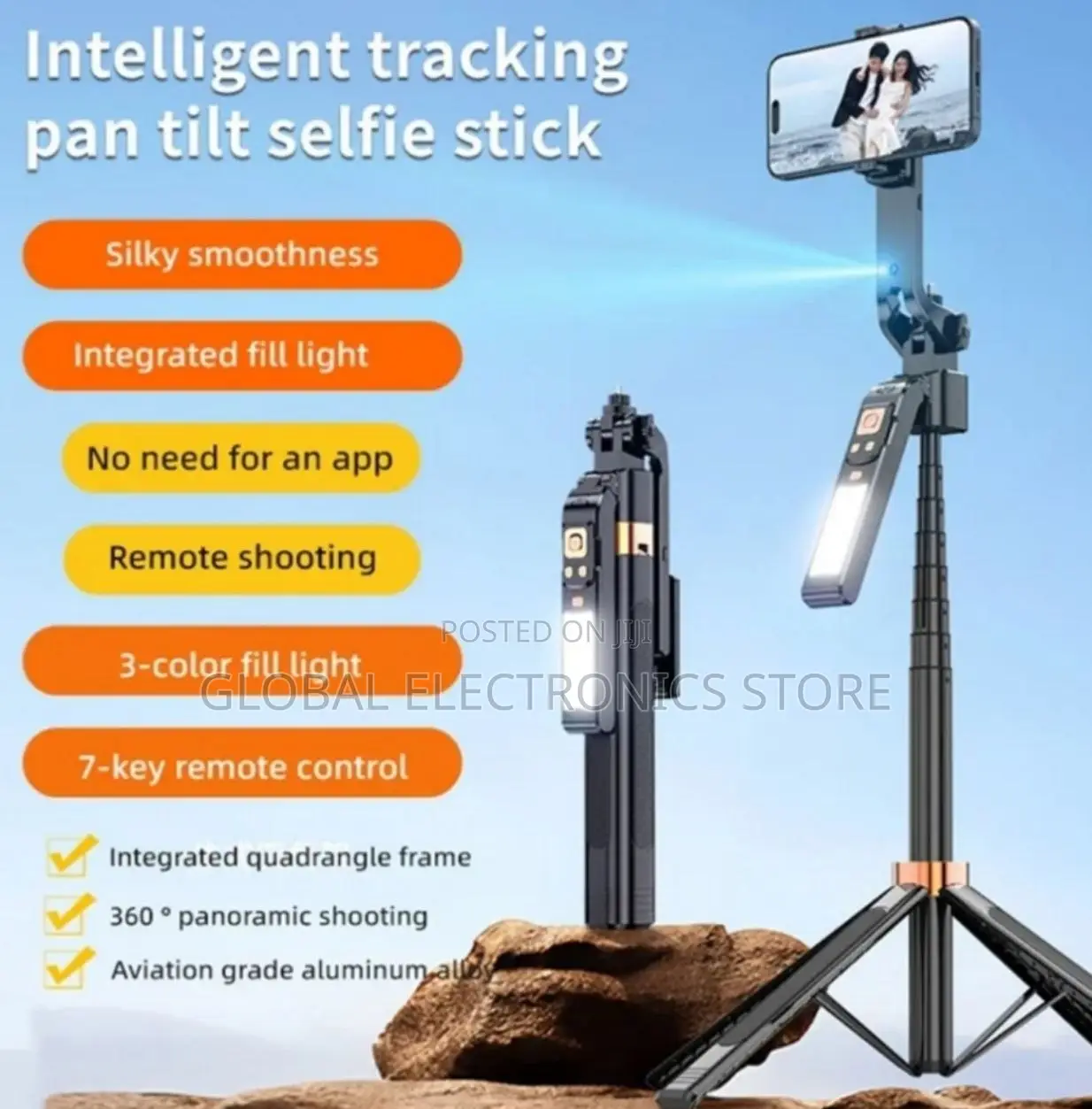Smart Face Tracking Tripod With Fill Light (360° Rotating )