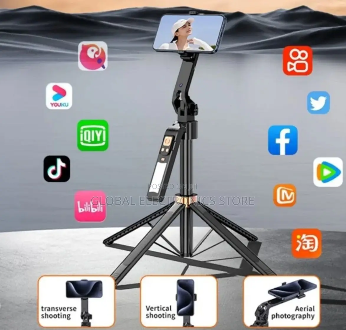 Smart Face Tracking Tripod With Fill Light (360° Rotating )