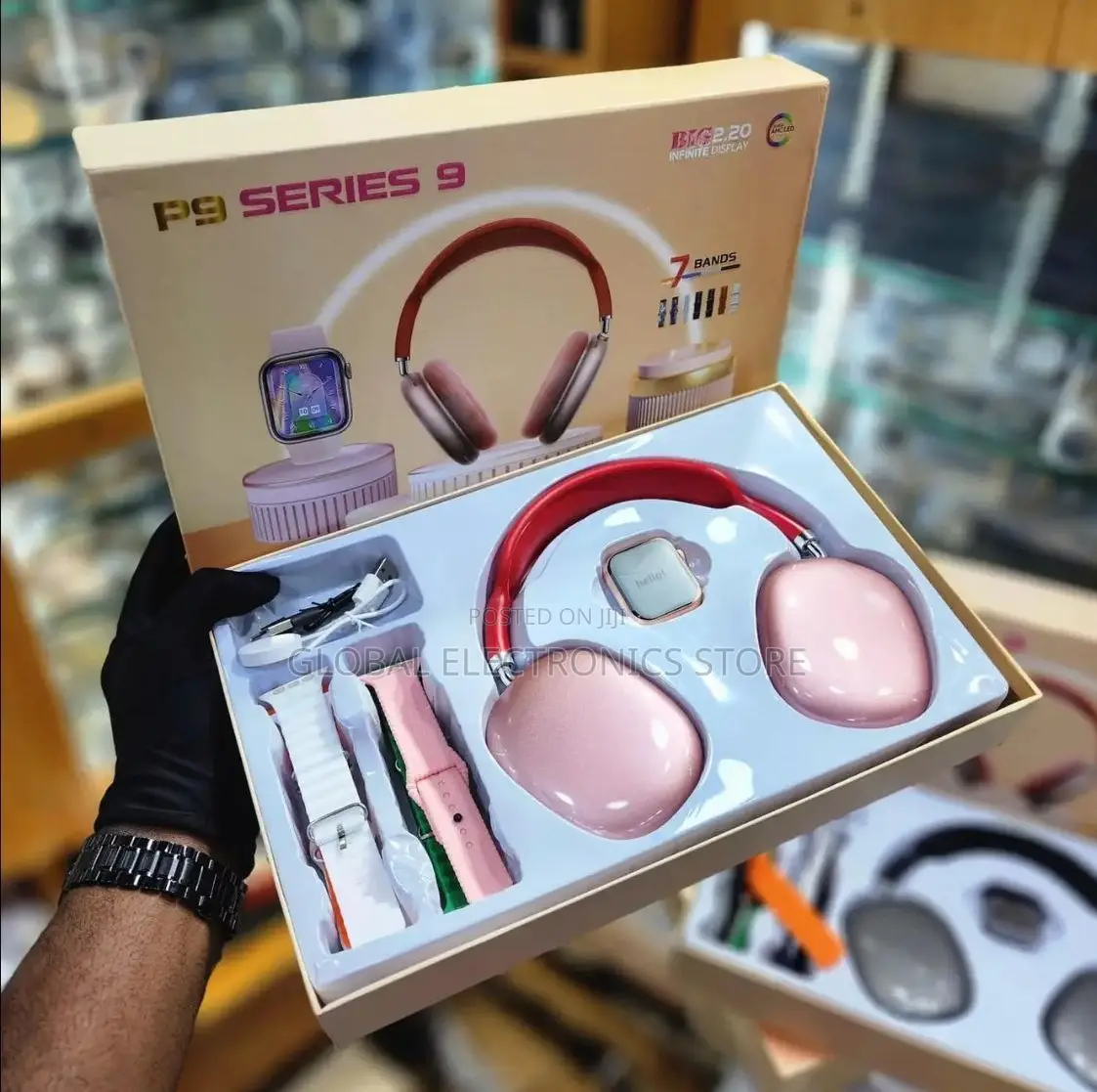 Smart Watch With Wireless Headset and 7 Straps