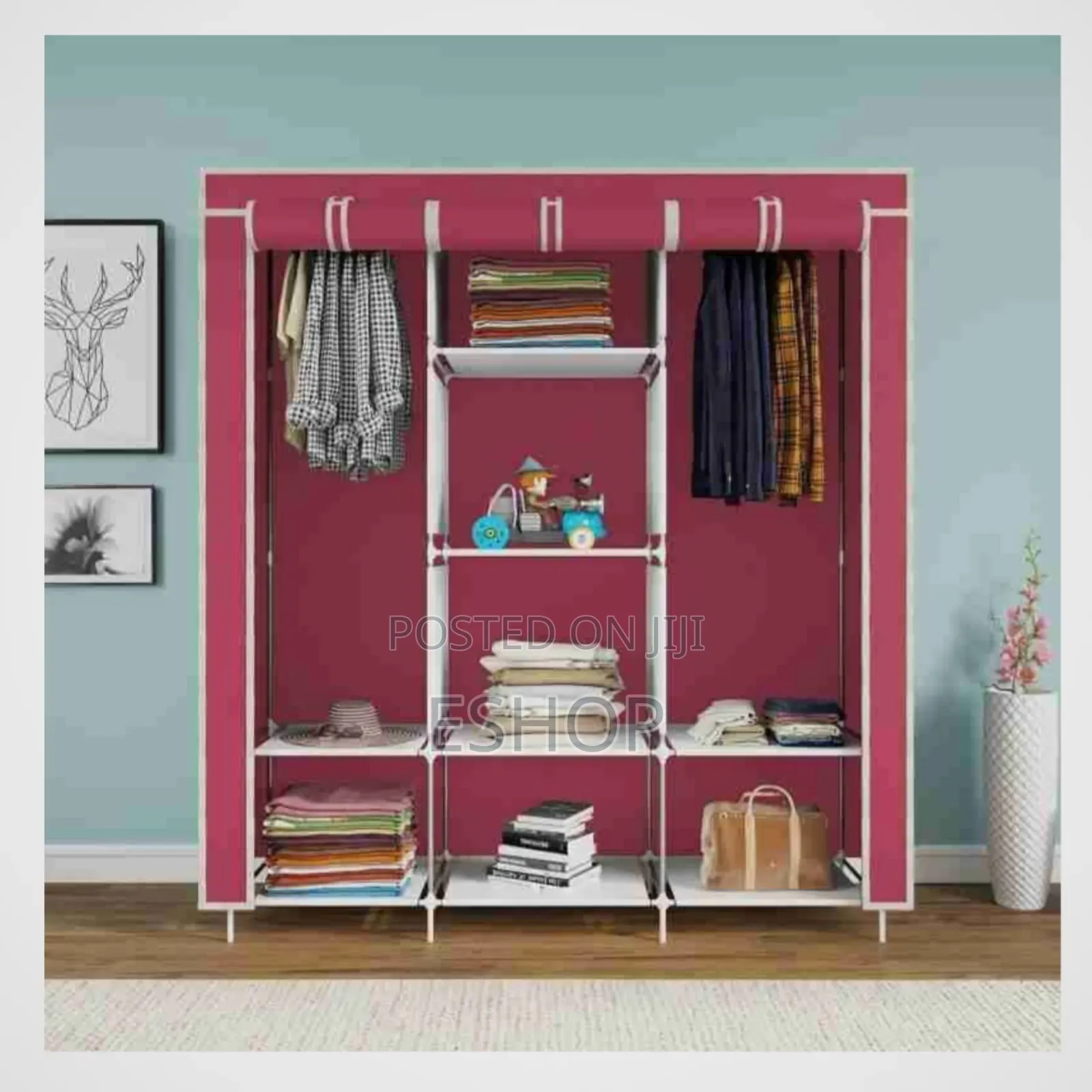 Modern 3-Door Wardrobe Closet With Zippered Cover