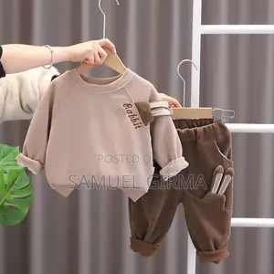 Mk- 0547 Cartoon Rabbit Bag Sweatshirt and Pant Set