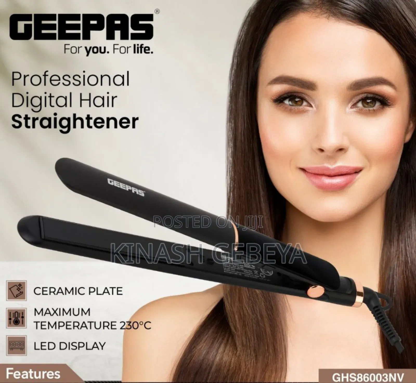 Geepas Proffessional Hair Straightner(የፀጉር ፓየስትራ)