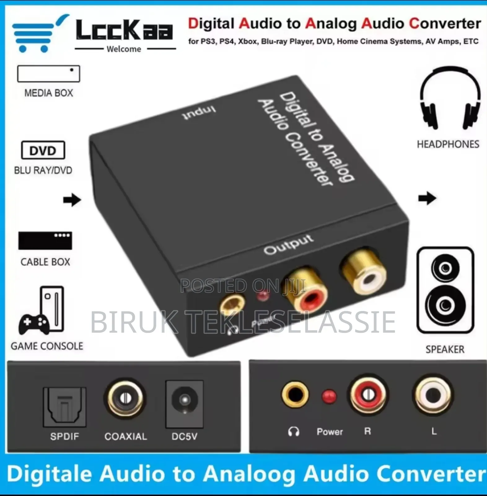 Digital to Analog Audio Converter With Optical Cable + Jack