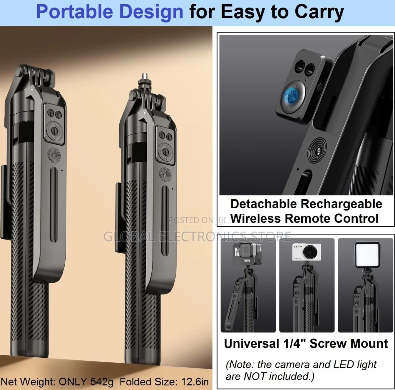 Gimbal + Tripod + Face Tracker + Selfi Stick (4በ1 የያዘ)