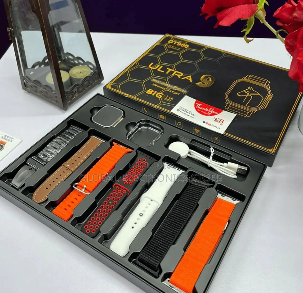 Original 2024 Version Ultra-9 Smart Watch ከ7 መቀያየሪያ ማሰሪያ ጋር