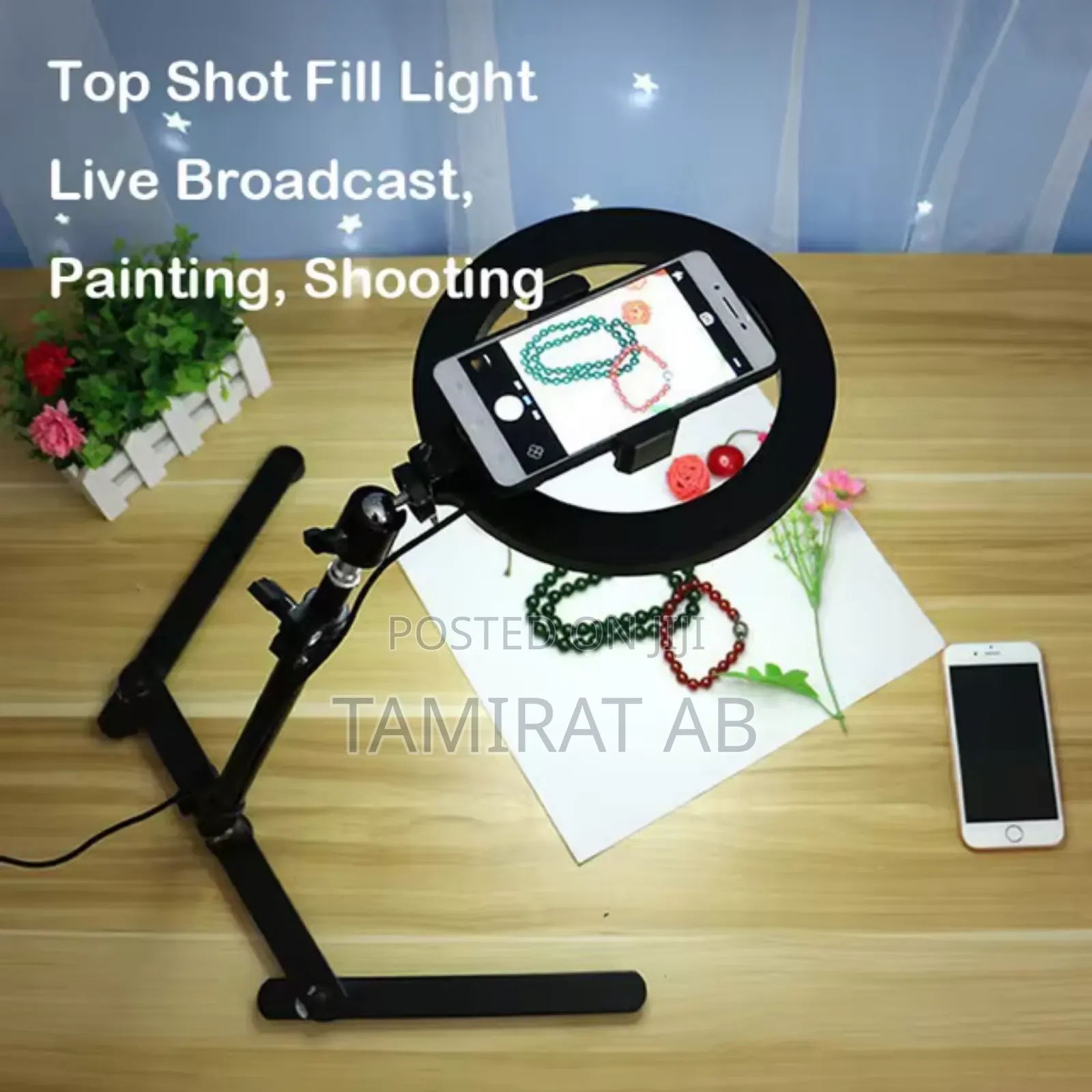 10-Inch Top Shot Fill Ring Light With Table Stand for Phone