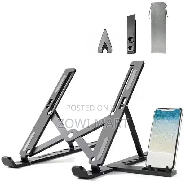 Adjustable Portable Laptop Stand Extra Phone Stand
