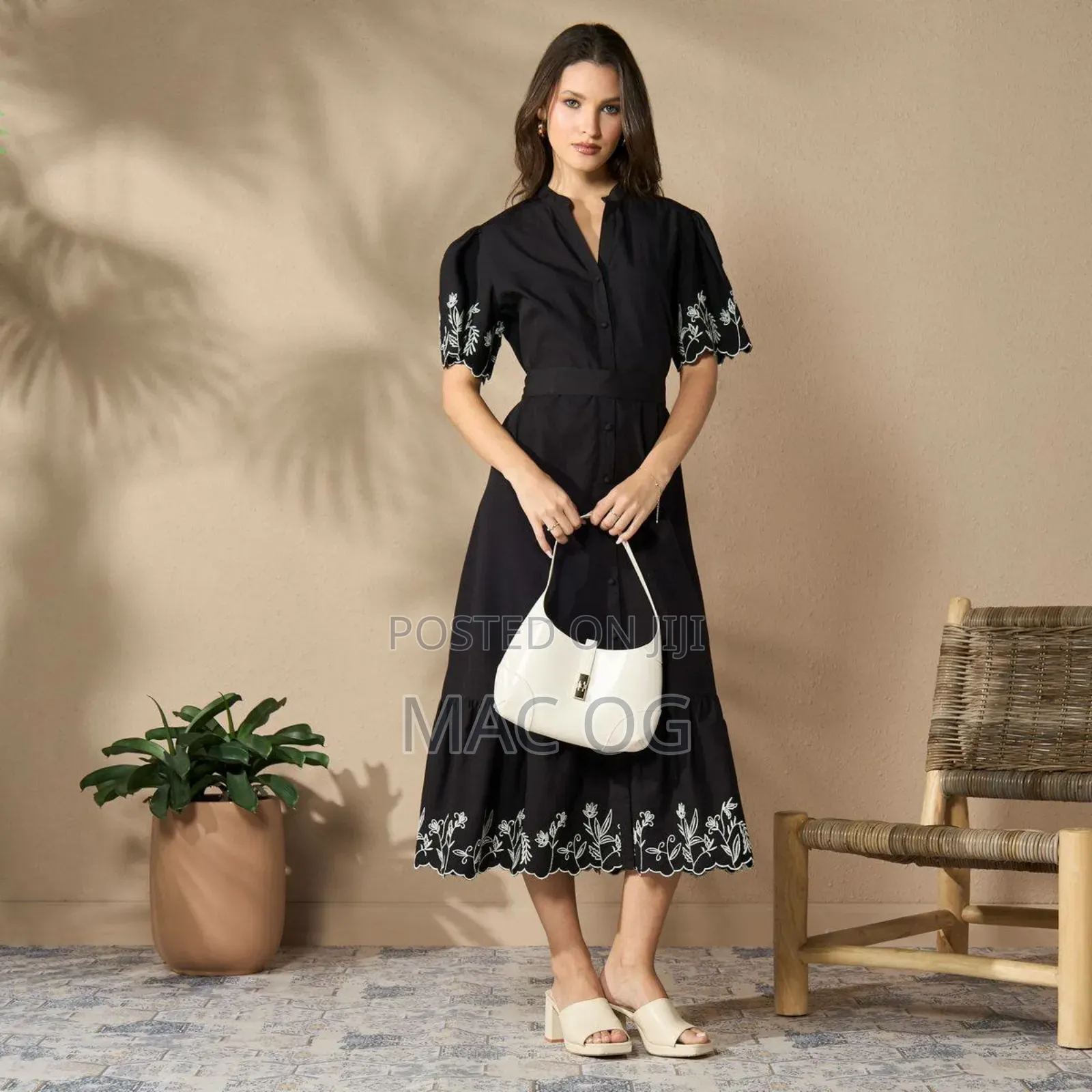 Embroidered Shirt Dress