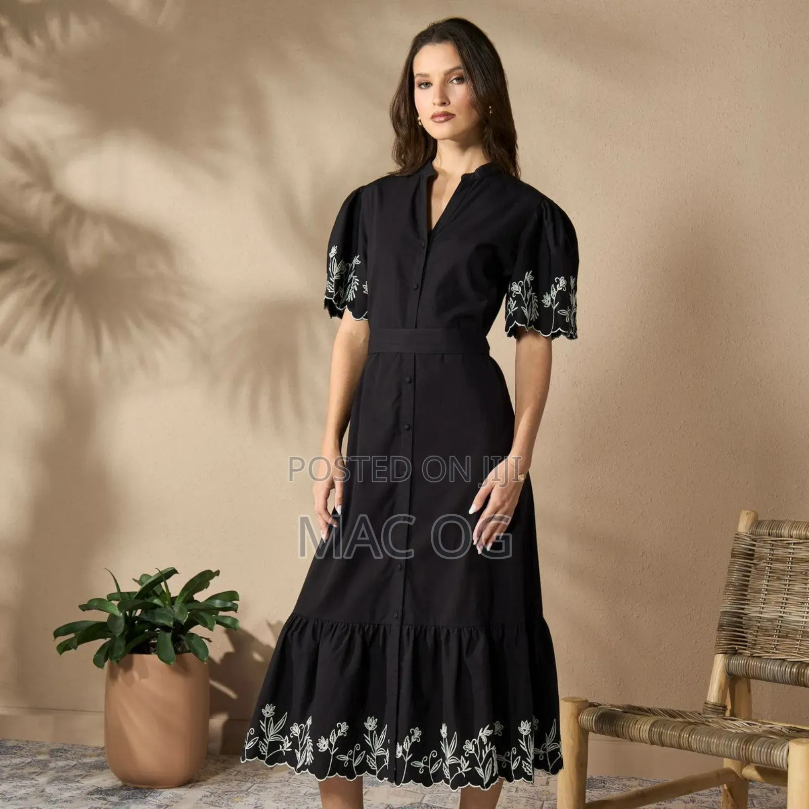 Embroidered Shirt Dress