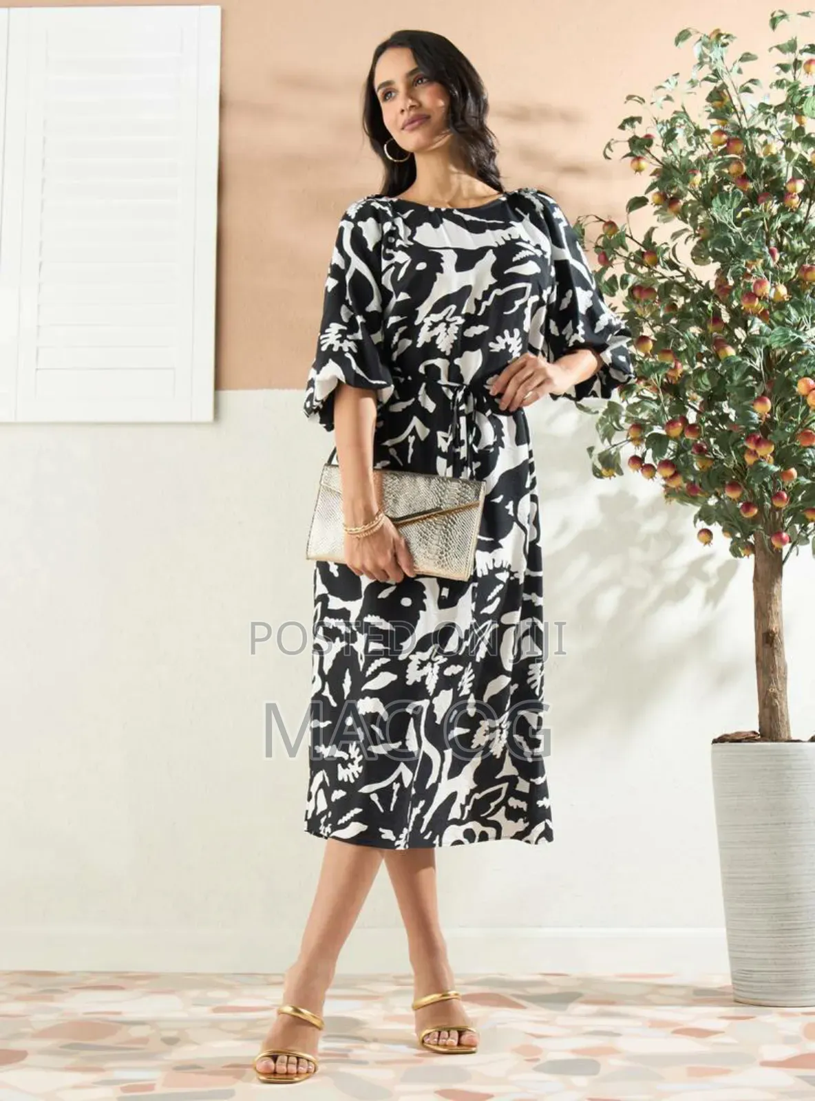 All Over Printed Midi Dress