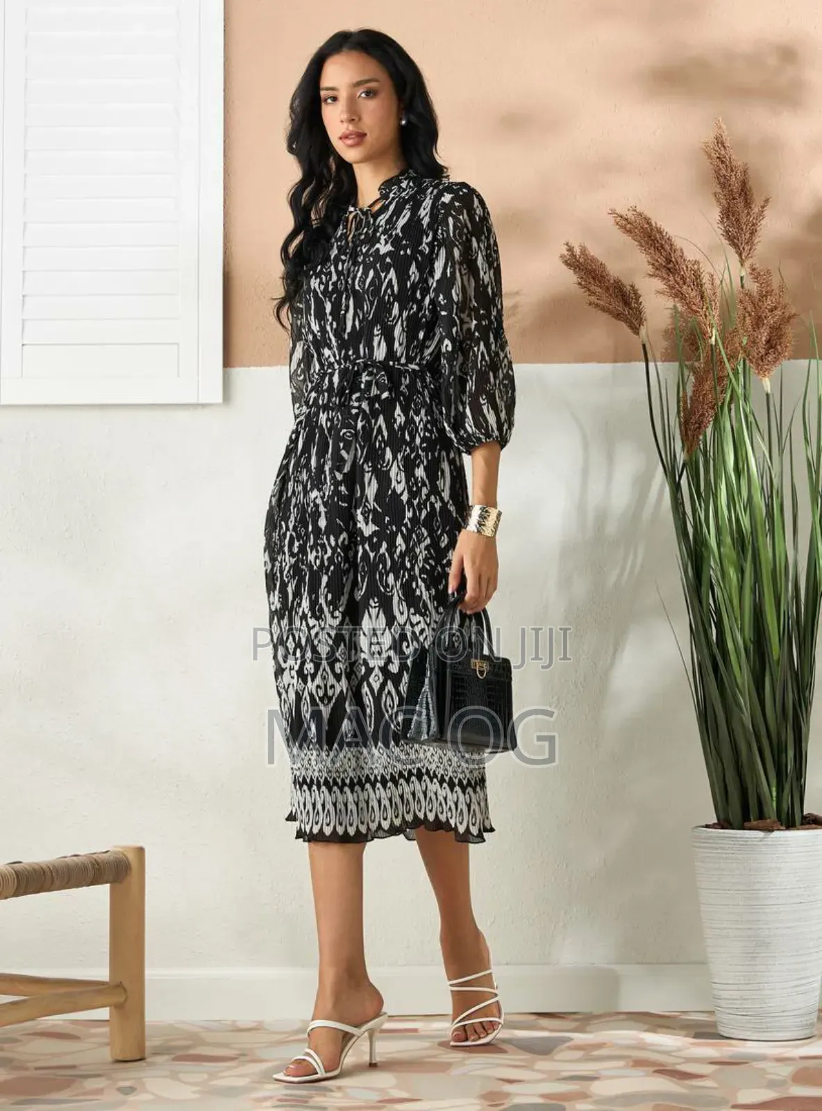 All Over Print Plisse Dress