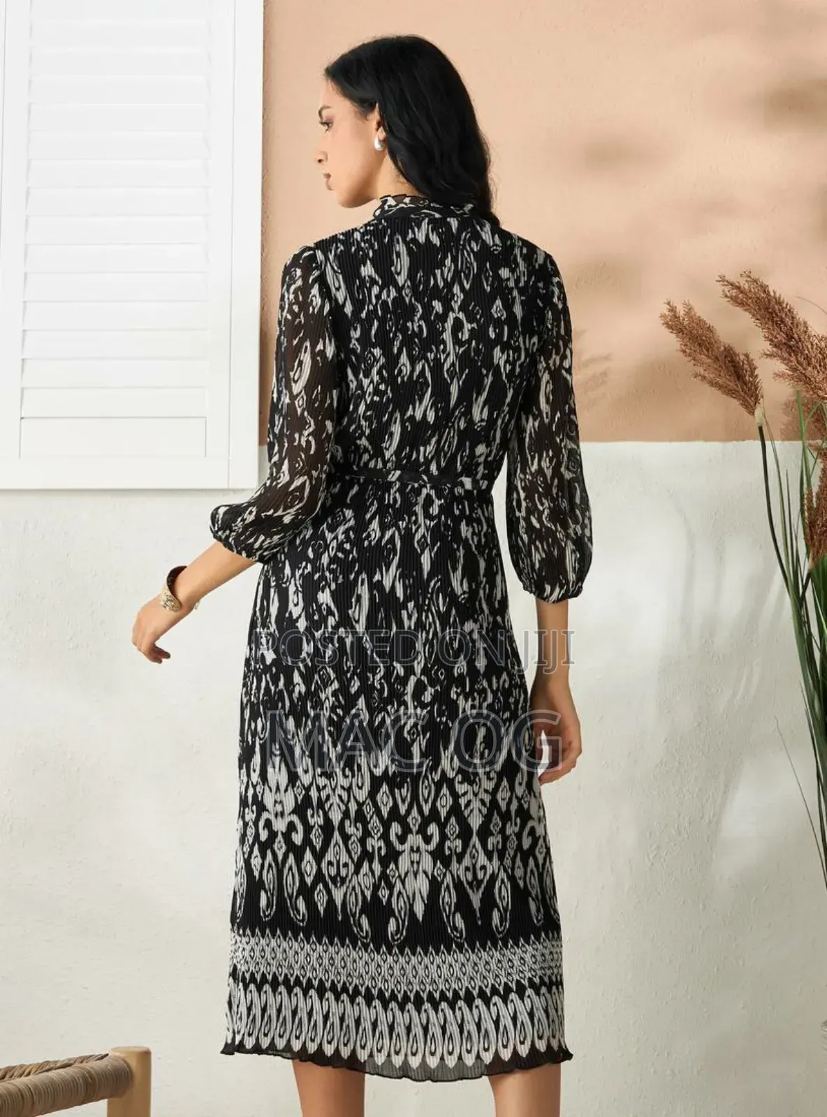 All Over Print Plisse Dress