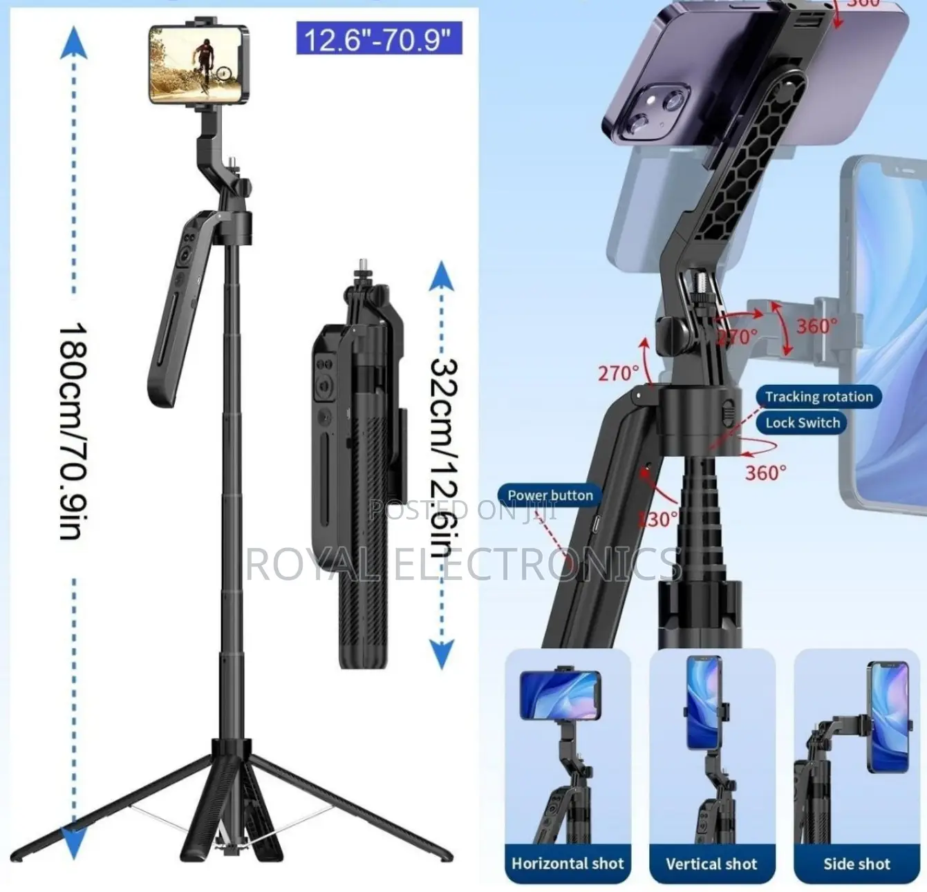 Auto Face Tracking Tripod for Phone and Camera 360° Rotation