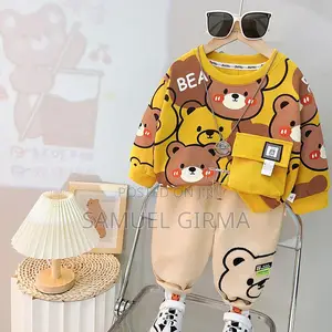 Photo - Mk- 0551 Unisex Bear Printed Sweatshirt and Khaki Pant