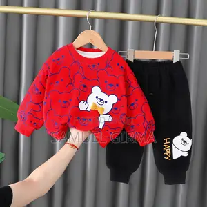 Photo - Mk- 0515 Cartoon Bear Printed Spring Two Piece Set