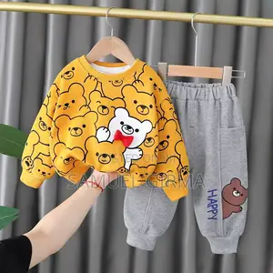 Mk- 0515 Cartoon Bear Printed Spring Two Piece Set