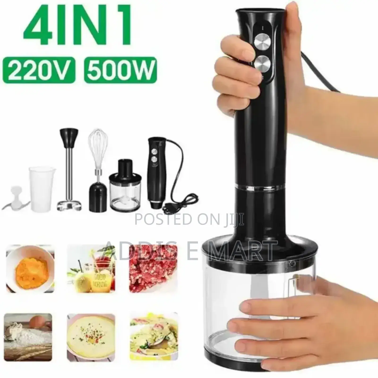 SOKANY Hand Blender 4 in 1(ሶካኒ የጁስ እና የሽንኩርት መፍጫ 4 በ 1) 500W