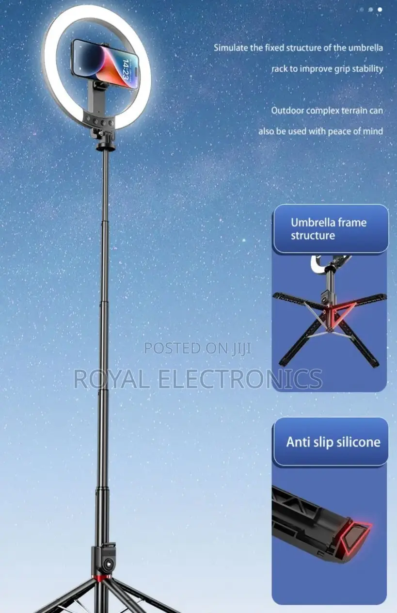 ቁመቱ 2.3 Meter መርዘም የሚቺል Ringlight ያለው Selfi Stick Tripod