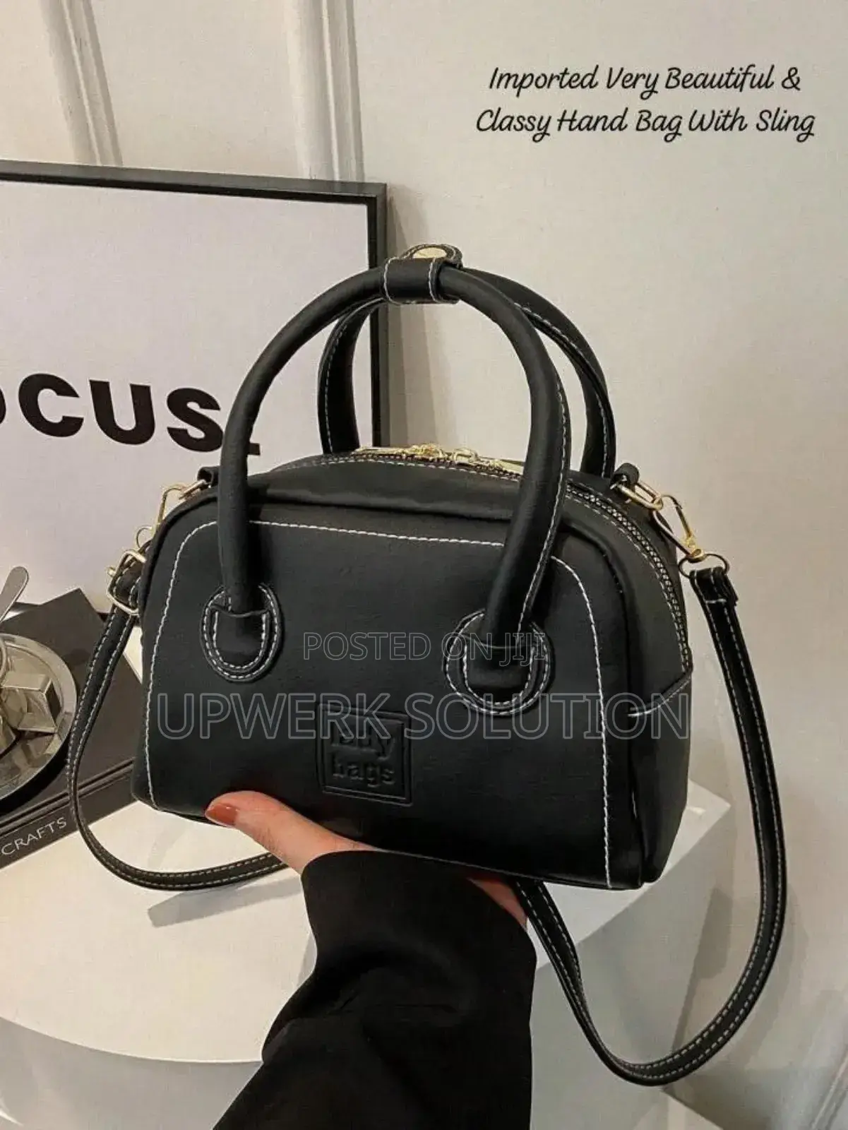 *Classy Leather Look Hand Bag With Sling Bag*