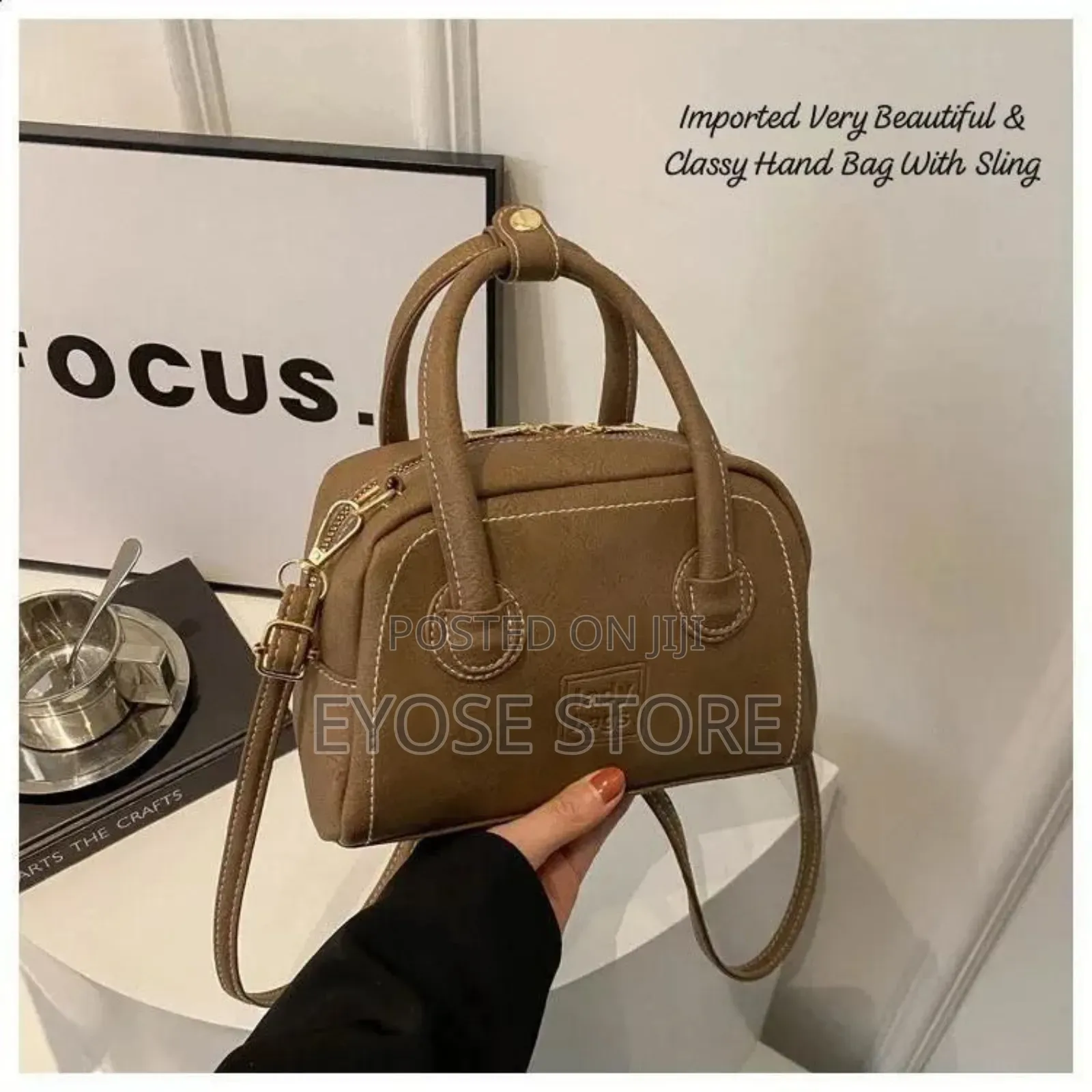 *Classy Leather Look Hand Bag With Sling Bag*