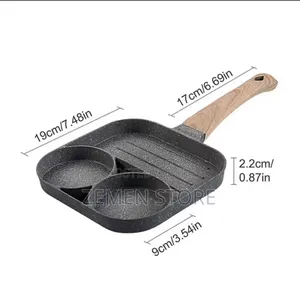 3-in-1 Non-Stick Multi-Section Frying Pan With Wooden Handle