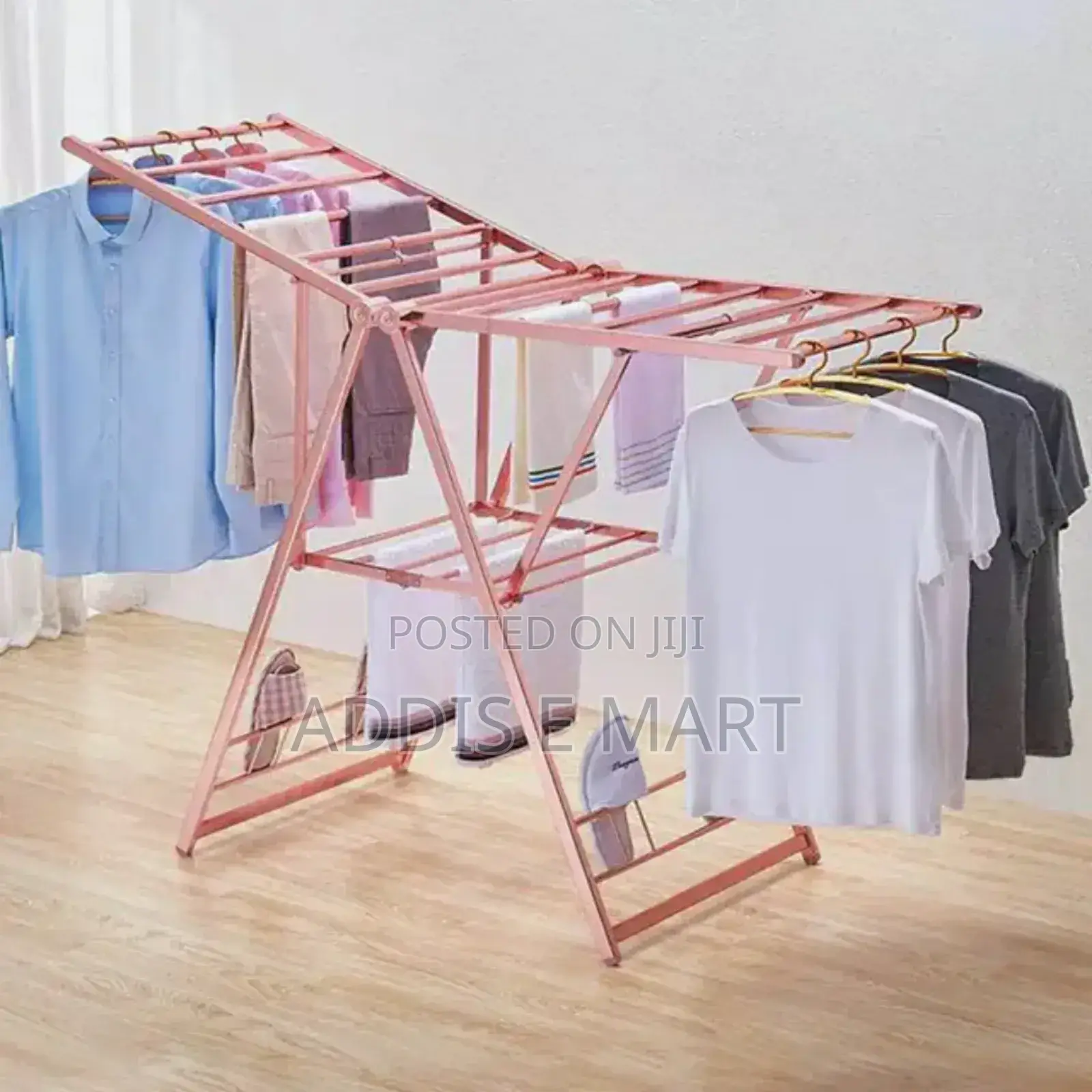 ተጣጣፊ ፣ ጠንካራና ትልልቅ ልብሶችን የሚያሰጡበት Cloth Drying Rack