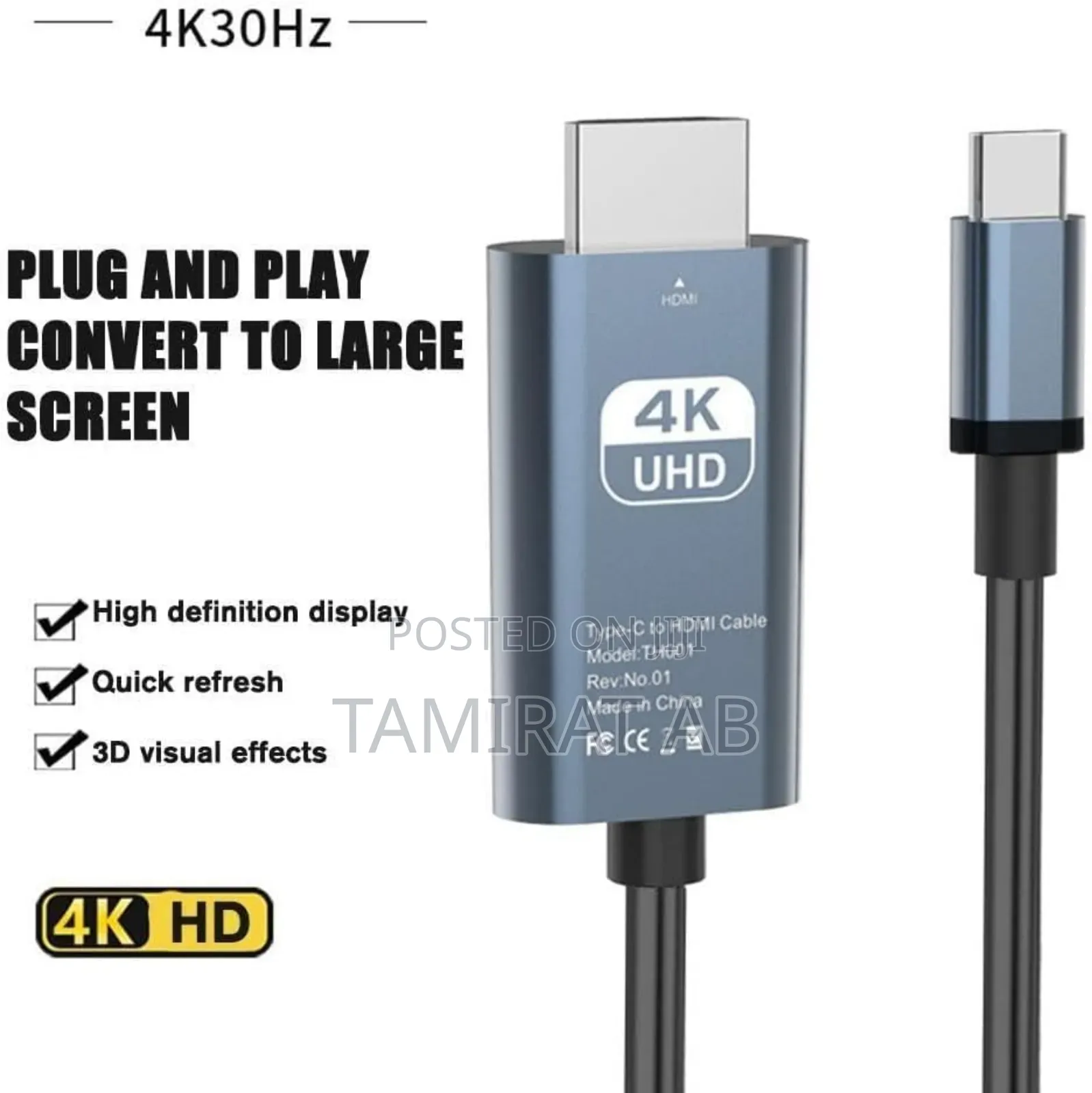 Usb-C to Hdmi Cable – Resolution, 2m Length