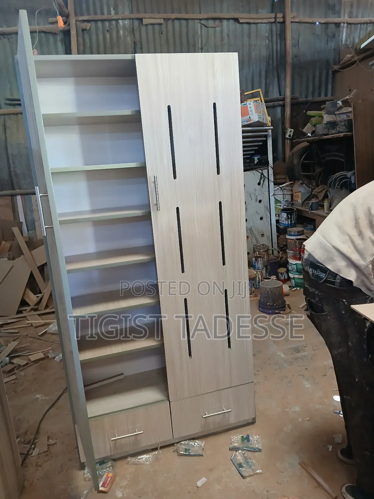 ላምኔት ጫማ መደርደሪያ 90*180 ከሁለት መሳቢያ ጋር