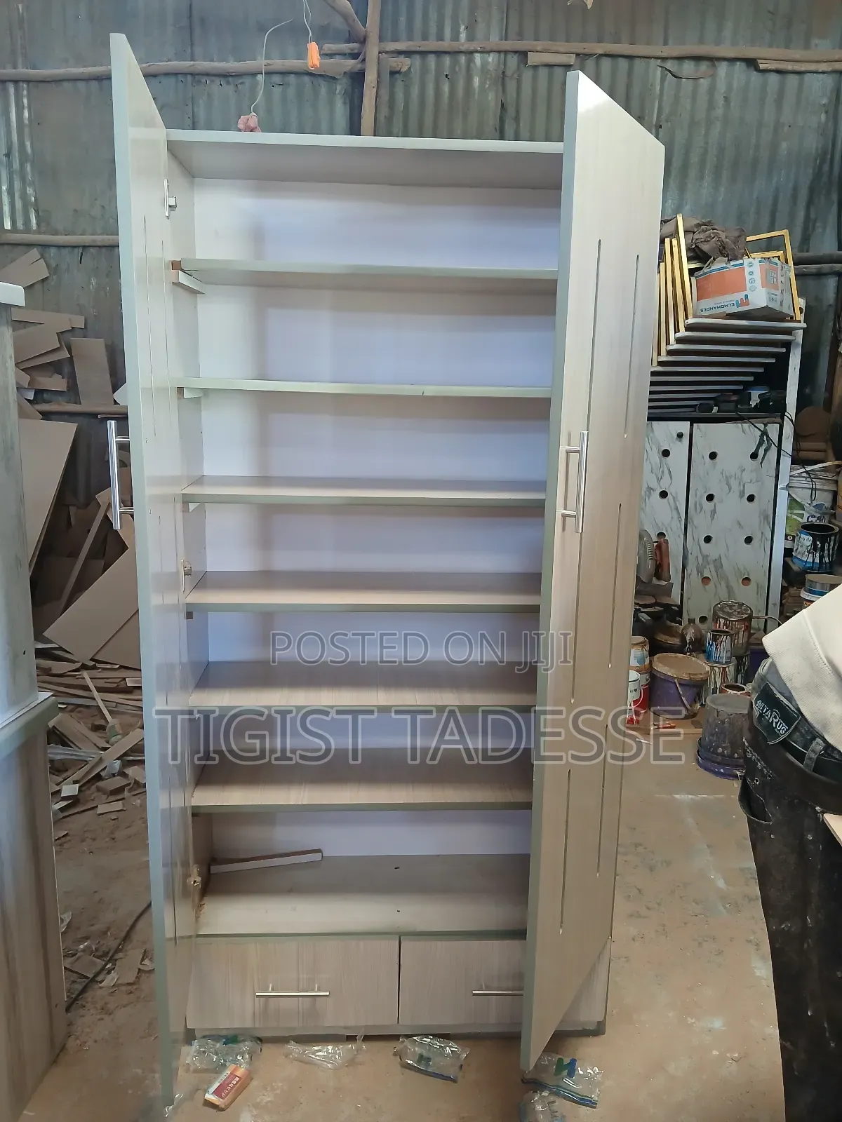 ላምኔት ጫማ መደርደሪያ 90*180 ከሁለት መሳቢያ ጋር