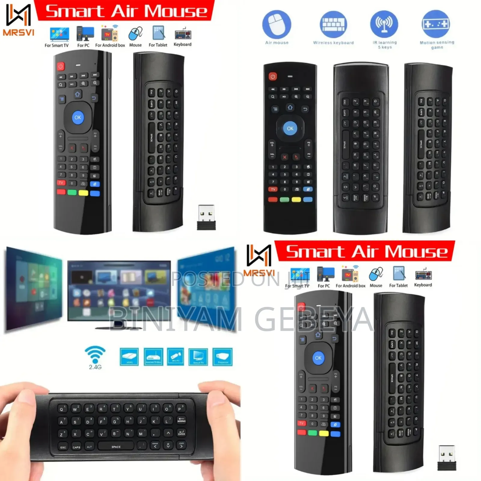 የራሱ ኪቦርድ ያለውለ ቲቪ፣ኮምፒውተር
ዘመናዊ ሪሞት ኮንትሮል Air Mouse Remote