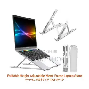 Photo - Foldable Height Adjustable Metal Frame Laptop Stand