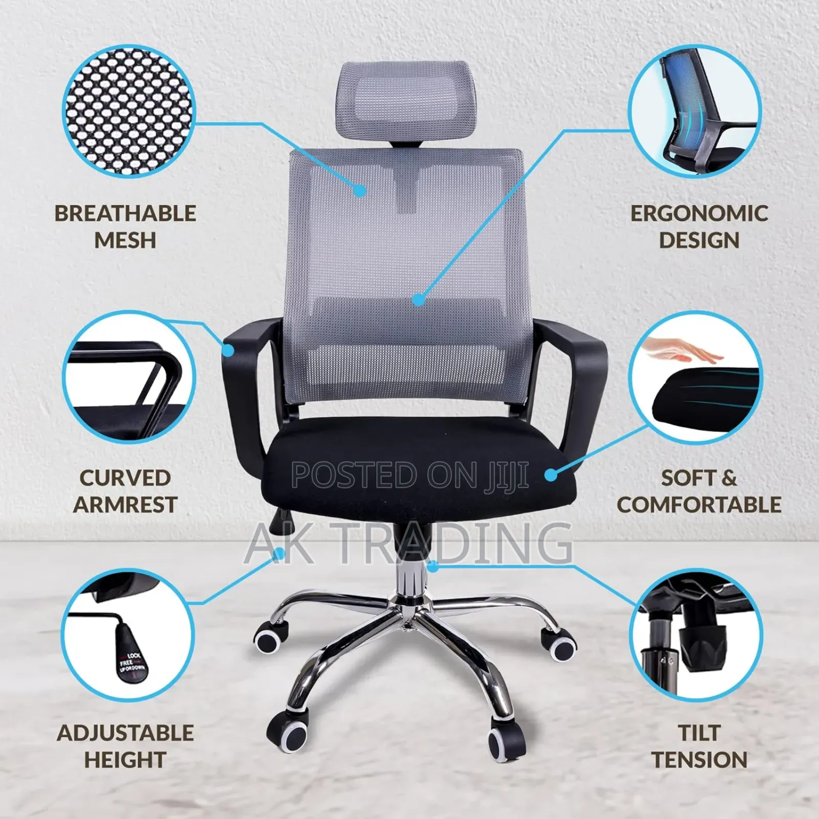 Office and Staff Chair (Silver Color )