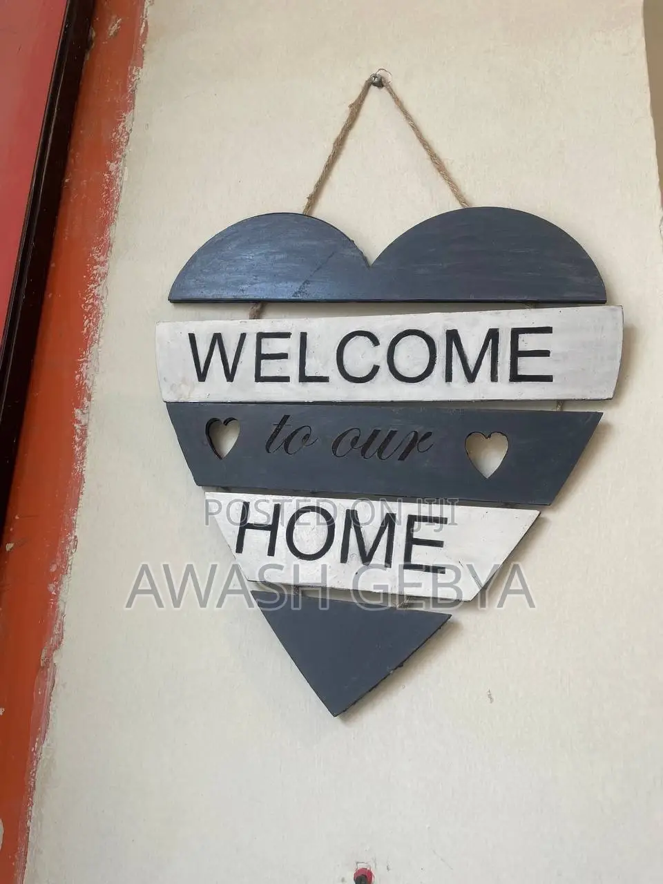 Wooden Pattern Hanging Rope Home And