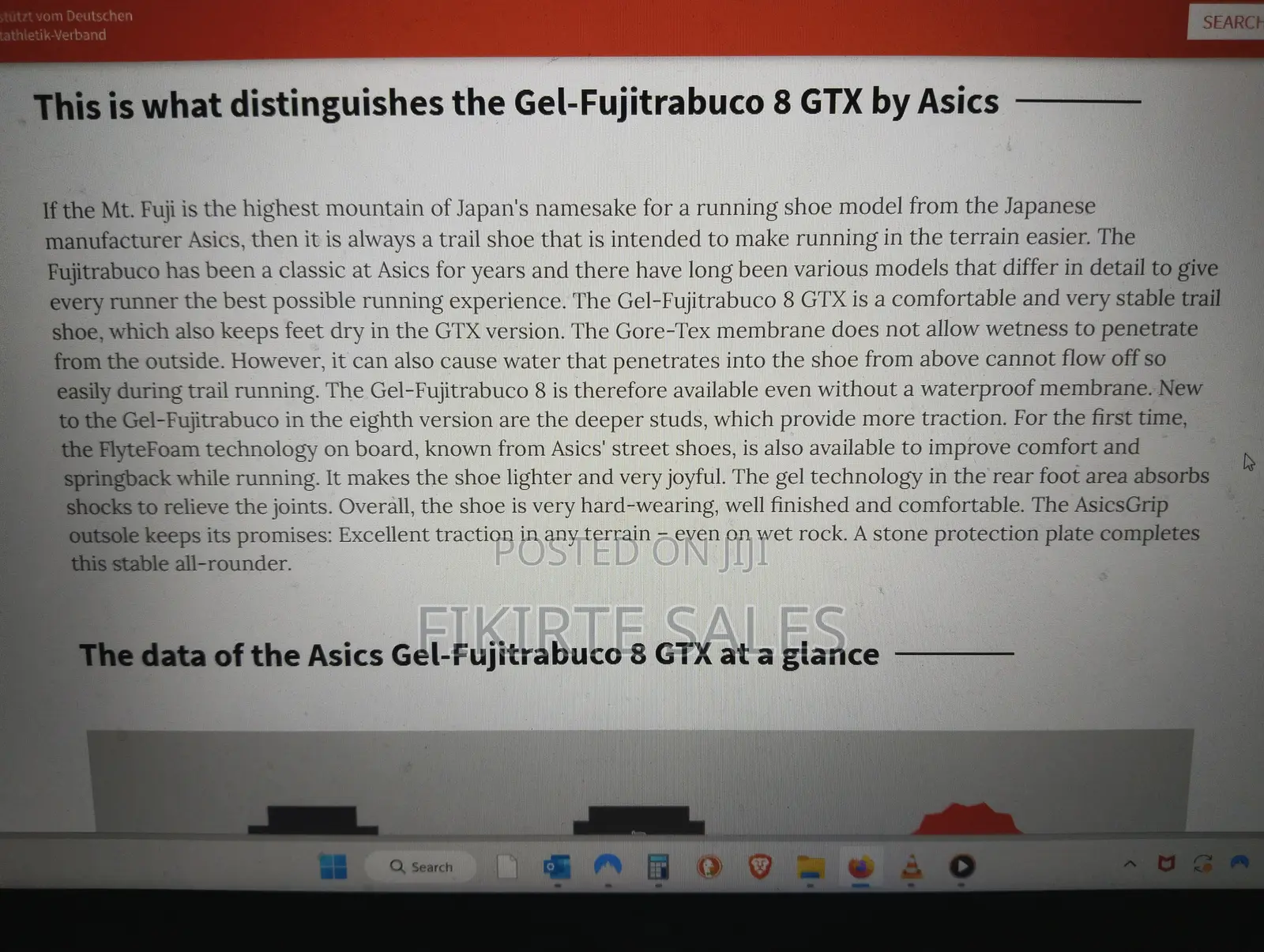 Asics Goretex Running Shoe/Trainer Gel-Fujitrabuco 8 GTX 9.5