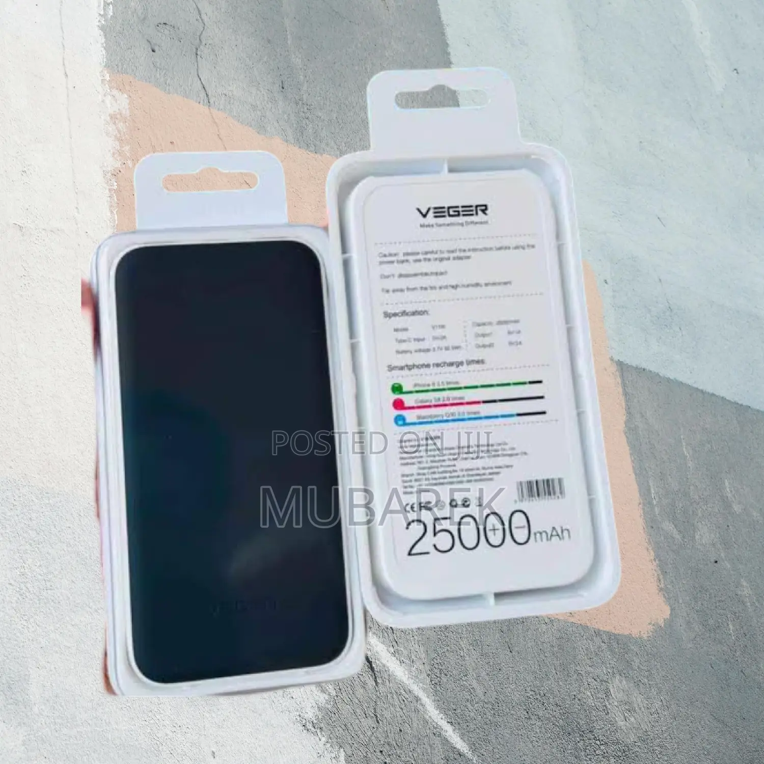 Veger 25000mah Resistant Quick Charge Technology