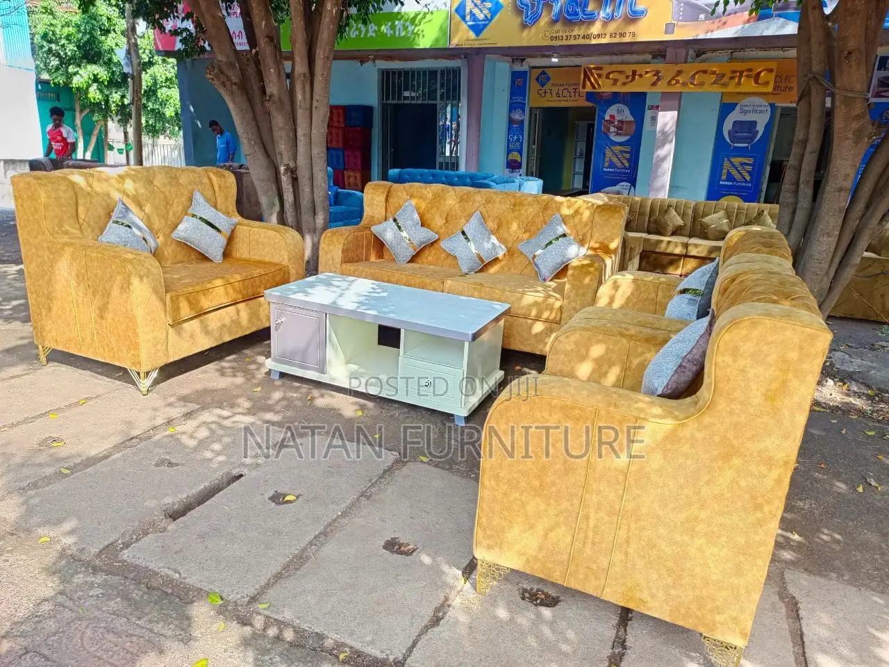 Sofa Set Three-Seater and Matching Single-Seater Armchairs