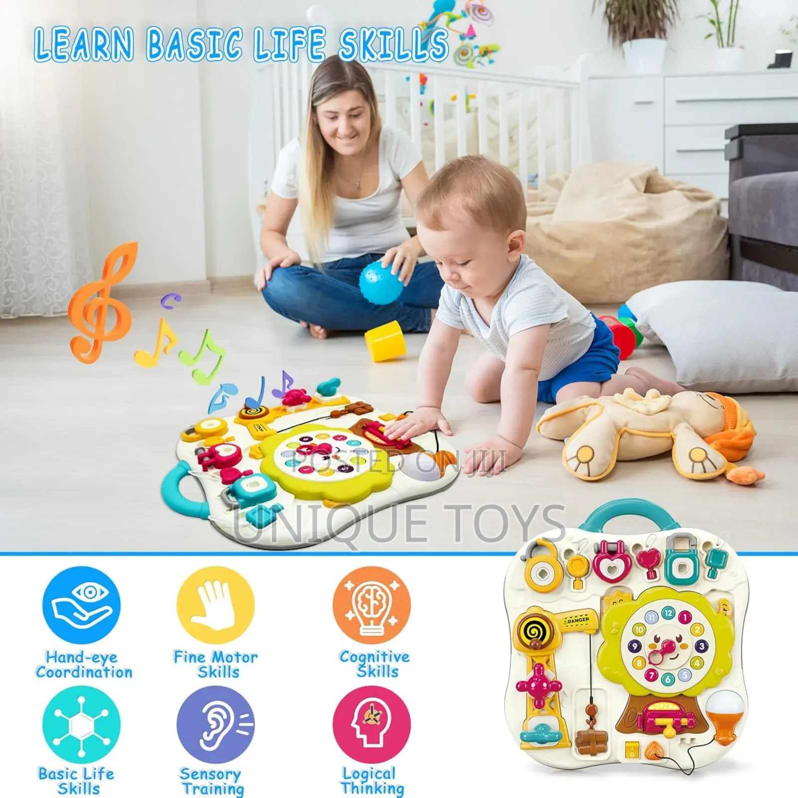 12-in-1 Exploration Busy Board Montessori Toy, +12 Months