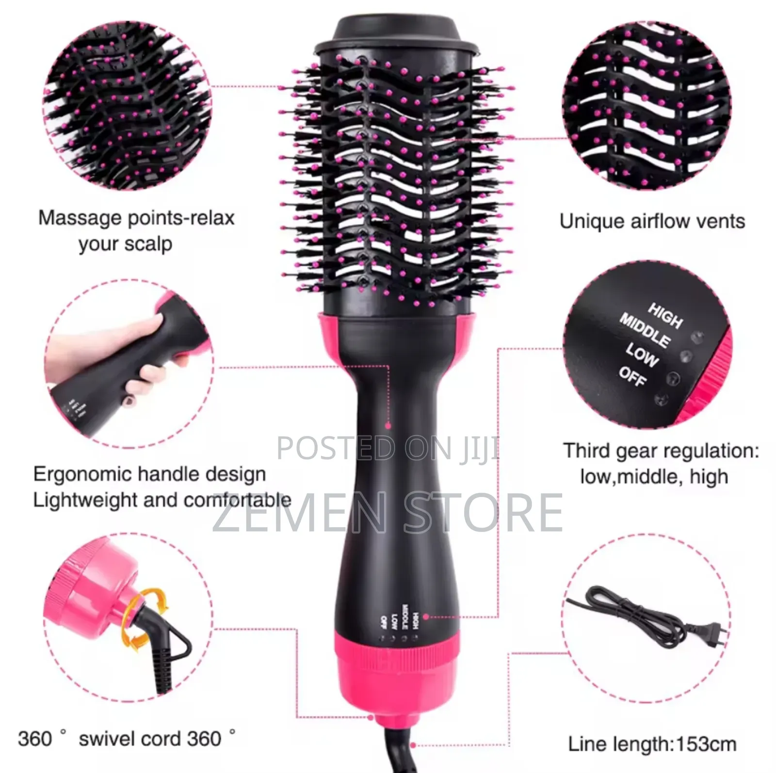 2-in-1 Hair Dryer Styler for Ethiopian Hair