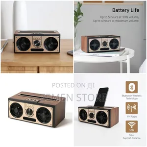 Photo - Vintage Wooden Bluetooth Speaker With Fm Radio