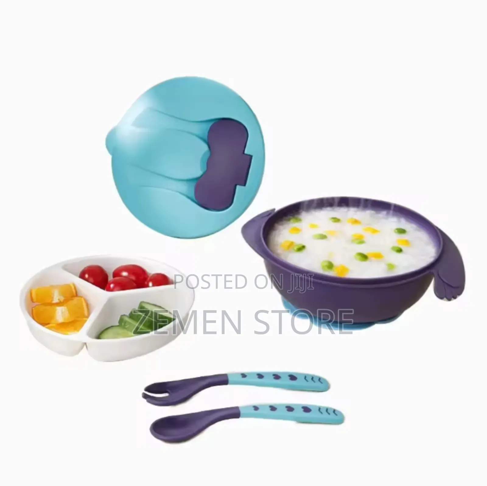 Baby-Friendly Divided Plate With Spoon Fork