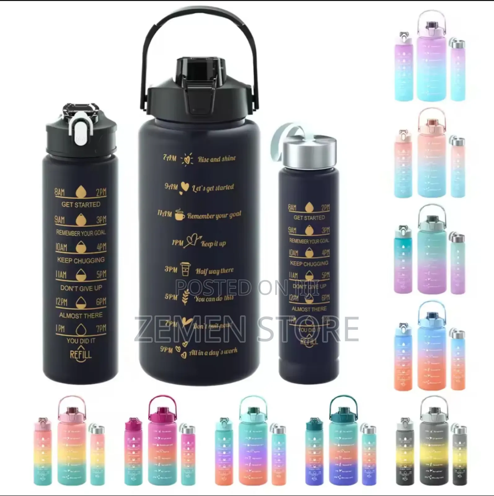 3in1 Colorful Water Bottle Set – 2l, 900ml 300ml