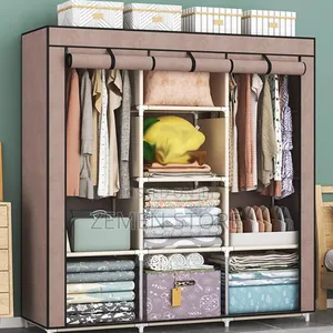 Photo - Easy-to-Assemble Lightweight Metal Wardrobe With Zippe Cover