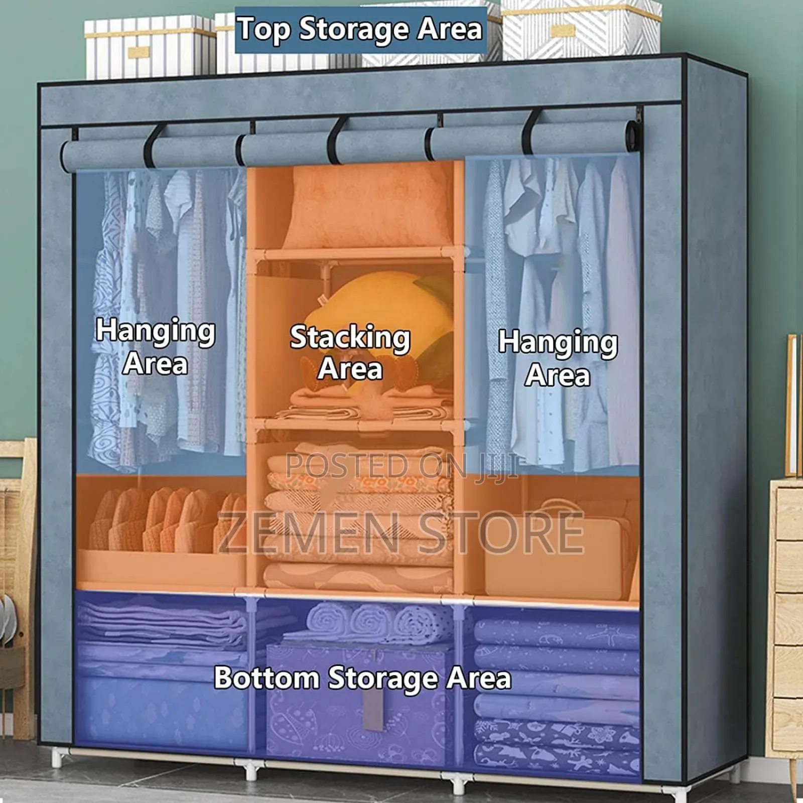 Lightweight Metal Wardrobe With Zippe Cover