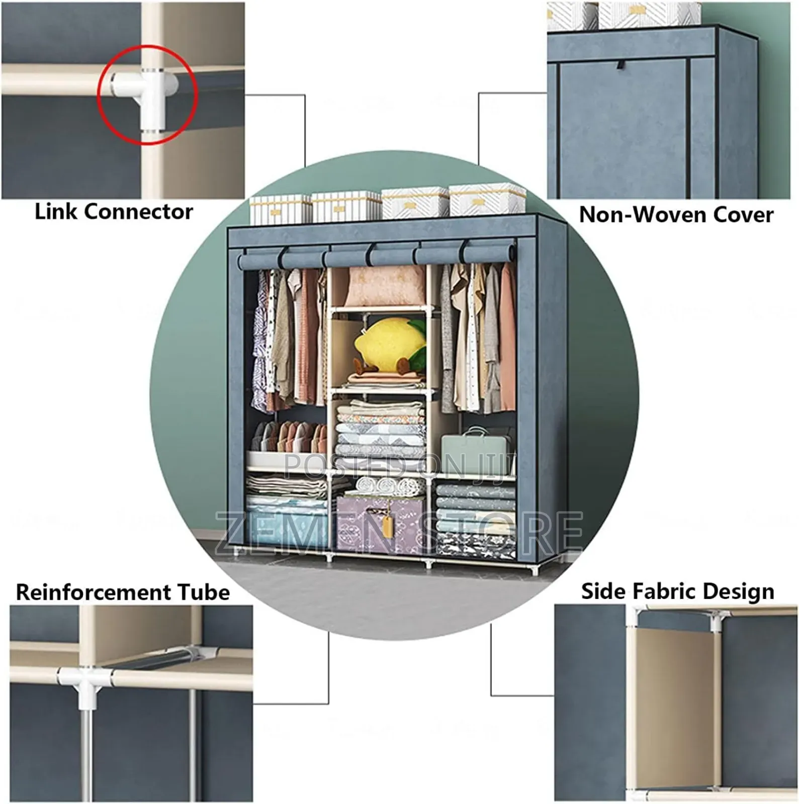 Lightweight Metal Wardrobe With Zippe Cover